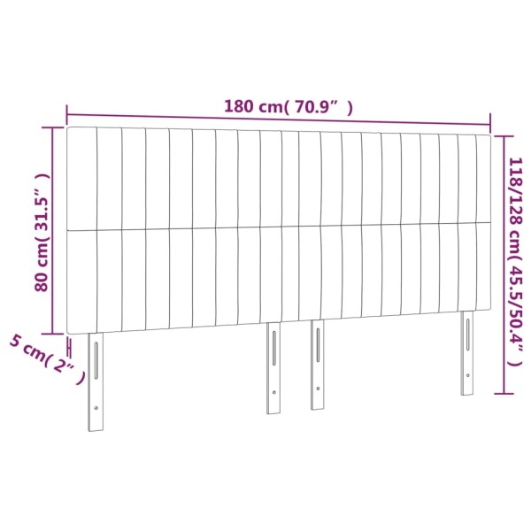 Cabecero con luces LED tela gris oscuro 180x5x118/128 cm