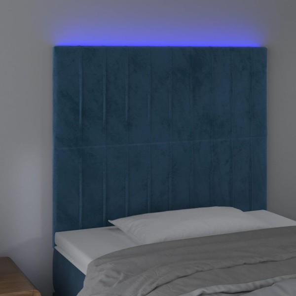 Cabecero con luces LED terciopelo azul oscuro 80x5x118/128 cm