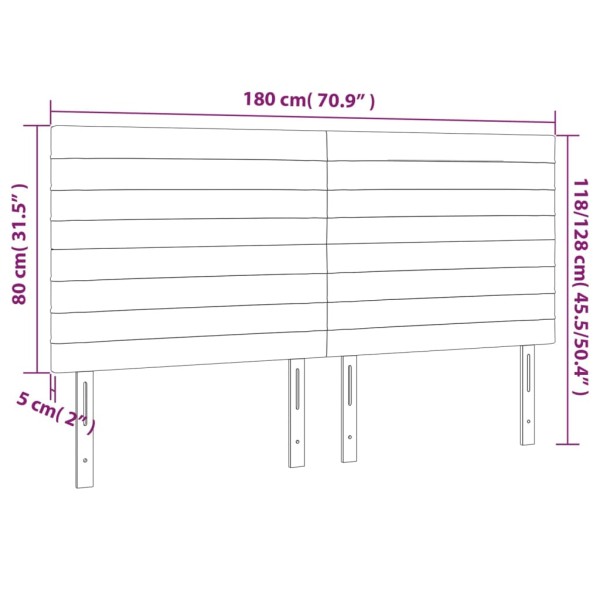 Cabecero con luces LED tela gris claro 180x5x118/128 cm