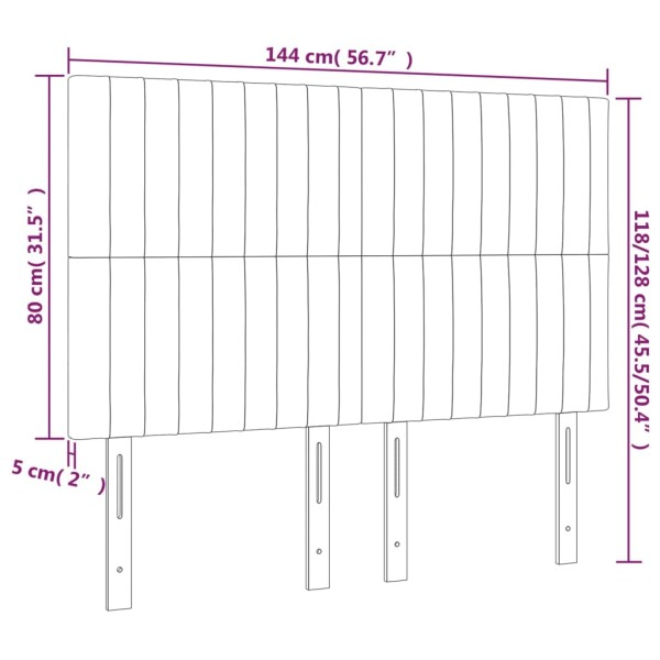 Cabecero con luces LED terciopelo gris oscuro 144x5x118/128 cm