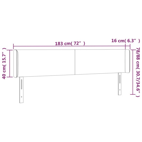 Cabecero con LED de tela gris oscuro 183x16x78/88 cm