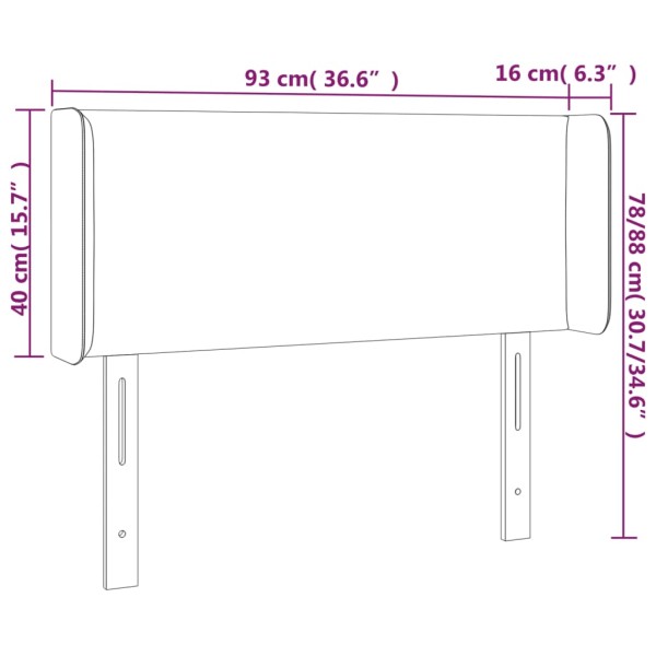 Cabecero con LED de tela gris claro 93x16x78/88 cm