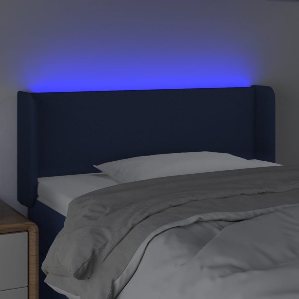 Cabecero con LED de tela azul 103x16x78/88 cm