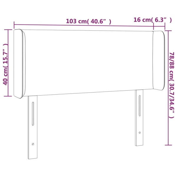 Cabecero con LED de tela azul 103x16x78/88 cm