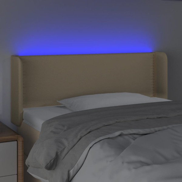 Cabecero con LED de tela crema 103x16x78/88 cm