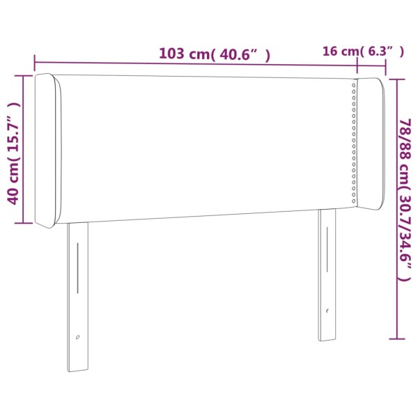 Cabecero con LED de tela crema 103x16x78/88 cm