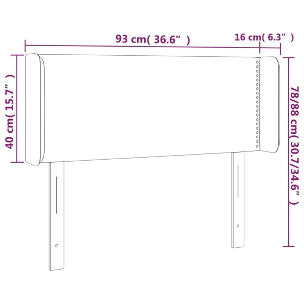 Cabecero con LED de tela verde 93x16x78/88 cm