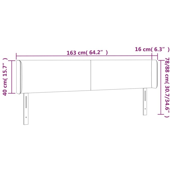 Cabecero con LED cuero sintético blanco 163x16x78/88 cm