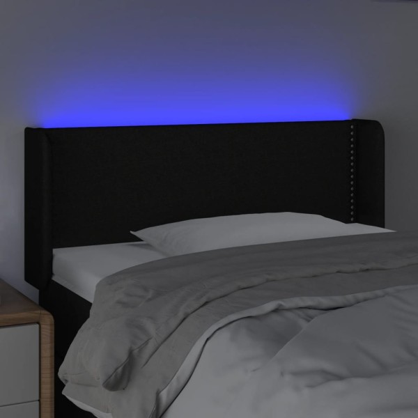 Cabecero con LED de tela negro 83x16x78/88 cm