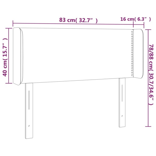 Cabecero con LED de tela negro 83x16x78/88 cm