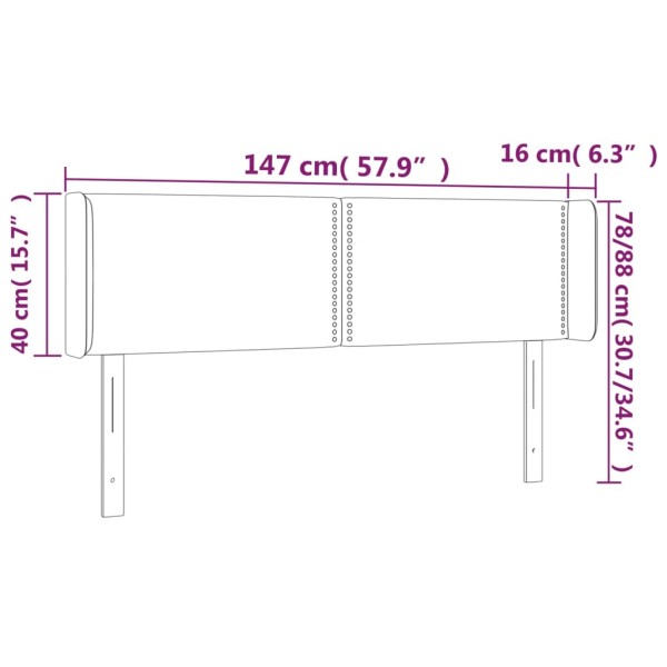 Cabecero con LED de tela azul 147x16x78/88 cm