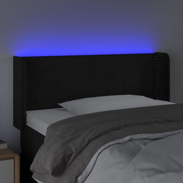 Cabecero con LED de terciopelo negro 103x16x78/88 cm