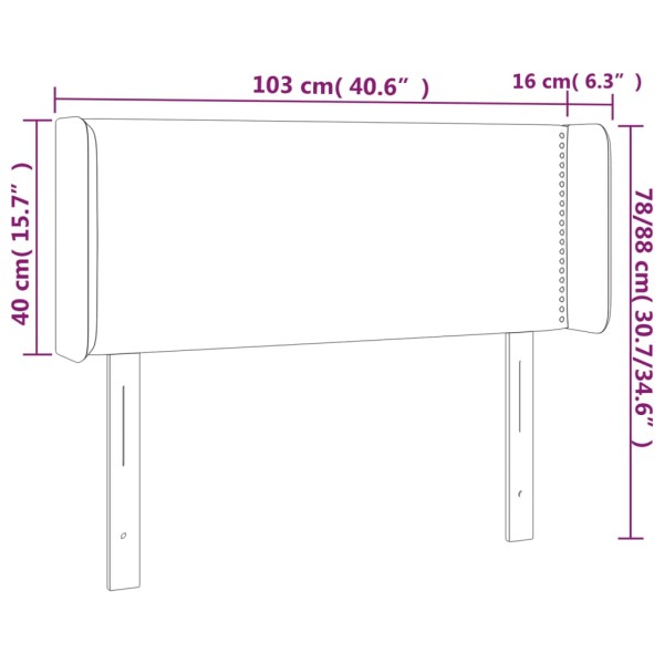 Cabecero con LED de terciopelo negro 103x16x78/88 cm