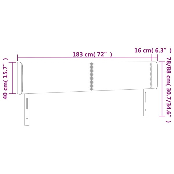 Cabecero con LED de tela azul 183x16x78/88 cm