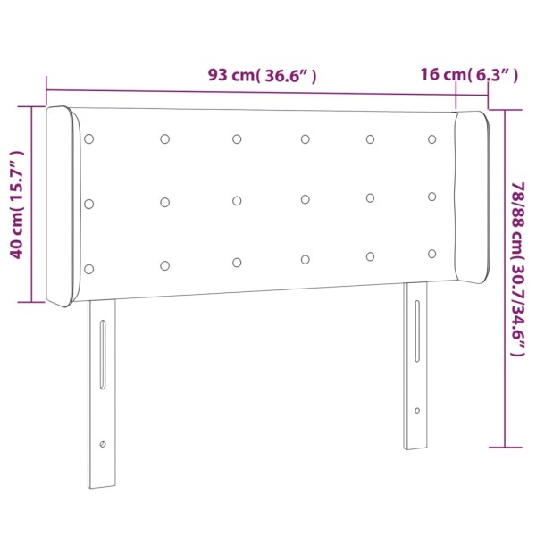 Cabecero con LED cuero sintético marrón 93x16x78/88 cm