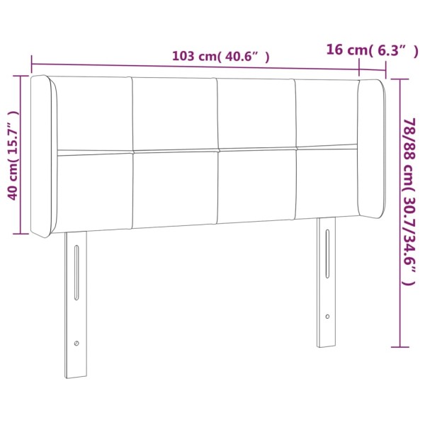 Cabecero con LED de terciopelo gris claro 103x16x78/88 cm