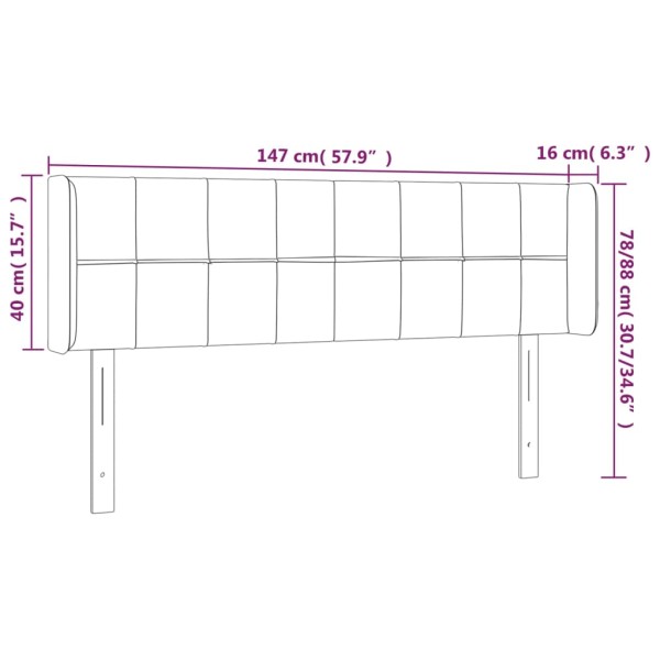 Cabecero con LED de terciopelo gris claro 147x16x78/88 cm