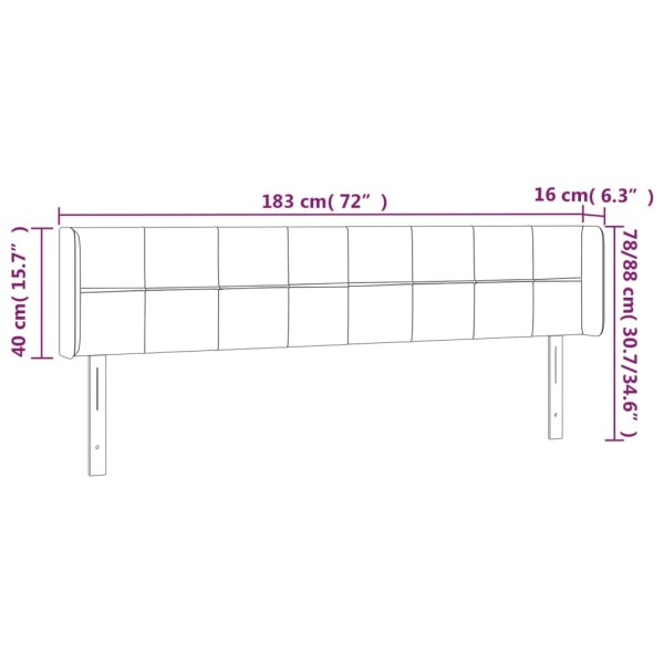 Cabecero con LED de tela gris claro 183x16x78/88 cm