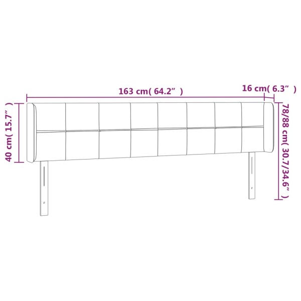 Cabecero con LED de terciopelo gris claro 163x16x78/88 cm