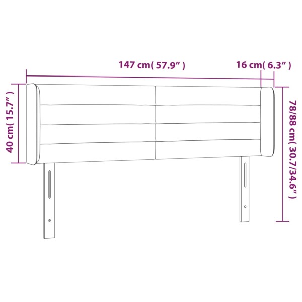 Cabecero con LED de tela verde 147x16x78/88 cm