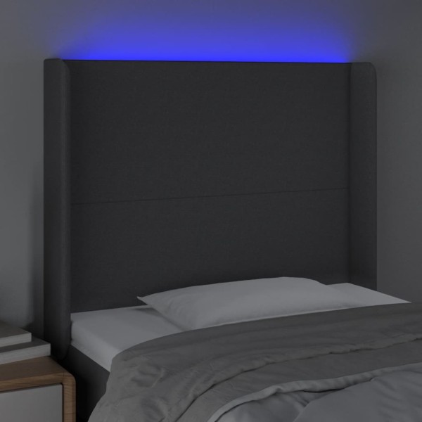 Cabecero con LED de tela negro 103x16x118/128 cm