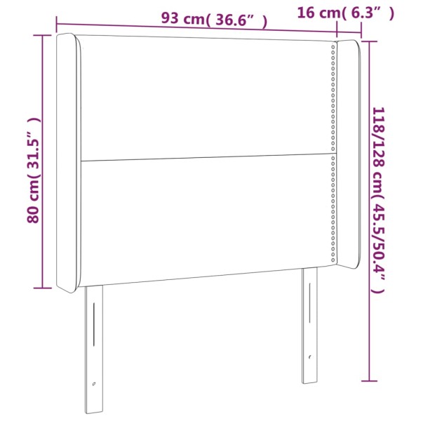 Cabecero con LED de tela gris oscuro 93x16x118/128 cm