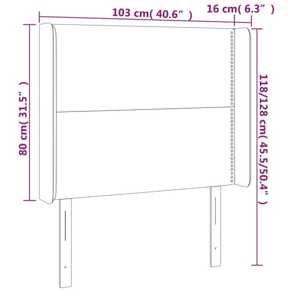 Cabecero con LED cuero sintético color crema 103x16x118/128 cm