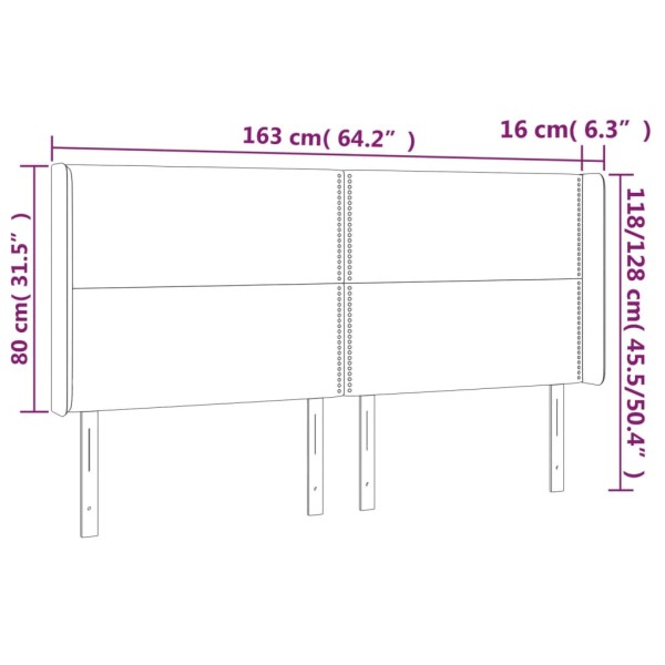 Cabecero con LED de tela verde 163x16x118/128 cm