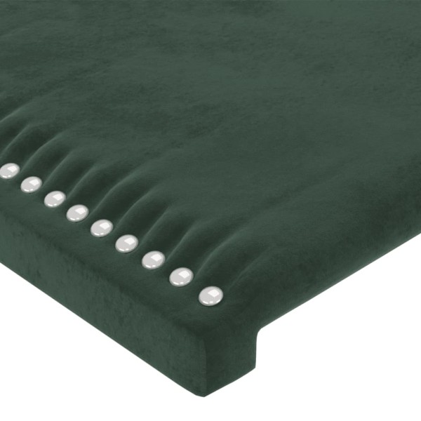 Cabecero con LED de terciopelo verde oscuro 203x16x118/128 cm