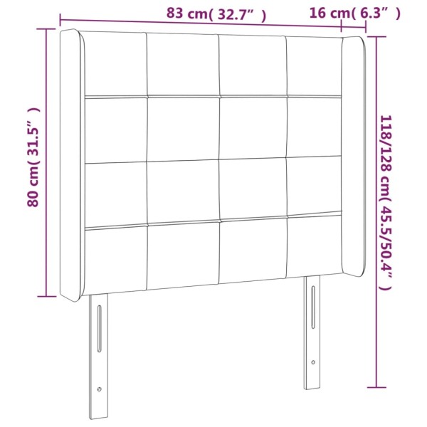 Cabecero con LED de tela gris claro 83x16x118/128 cm