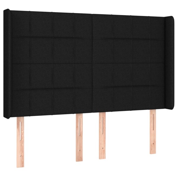 Cabecero con LED de tela negro 147x16x118/128 cm