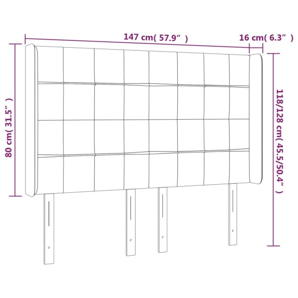 Cabecero con LED de tela negro 147x16x118/128 cm