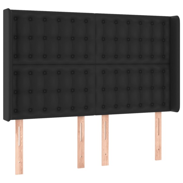 Cabecero con LED cuero sintético negro 147x16x118/128 cm