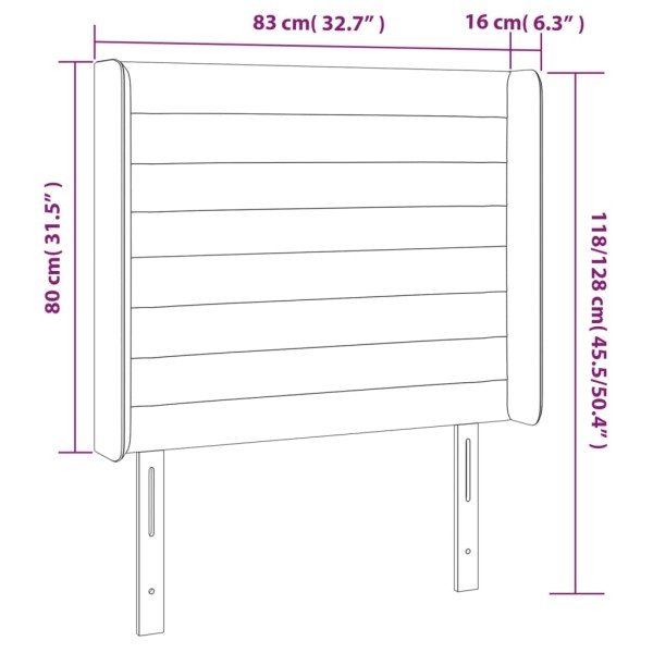 Cabecero con LED de terciopelo rosa 83x16x118/128 cm