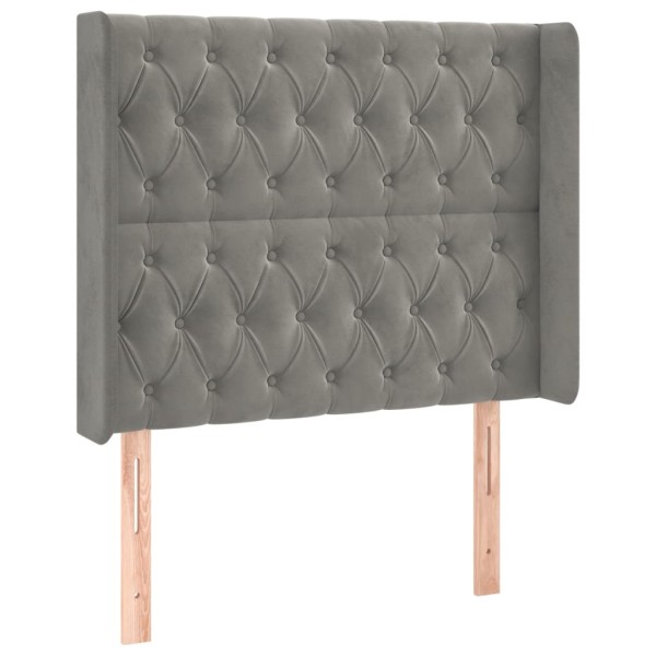 Cabecero con LED de terciopelo gris claro 93x16x118/128 cm