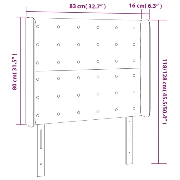 Cabecero con LED de terciopelo gris claro 83x16x118/128 cm