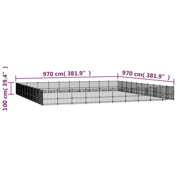 Perrera de exterior de acero 94,09 m²