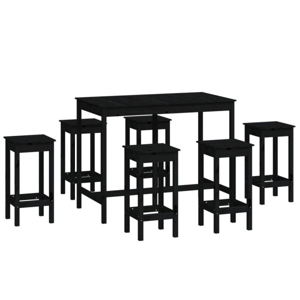 Set de bar 7 piezas madera maciza de pino negro