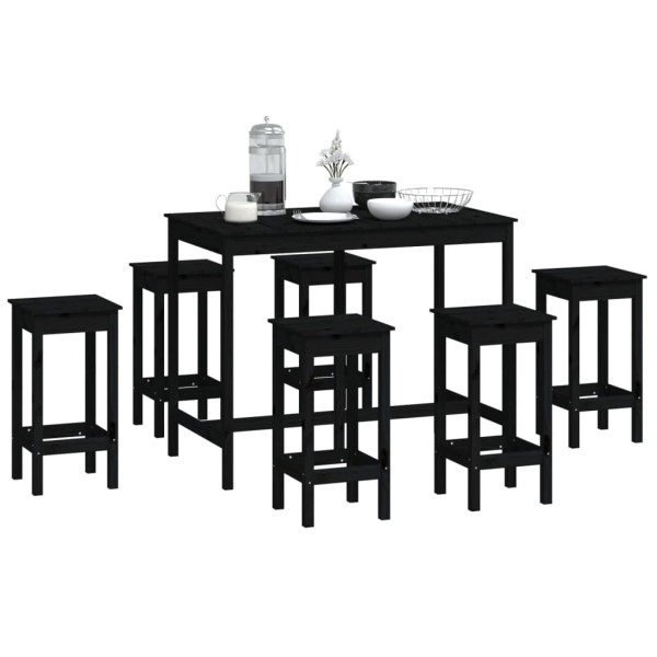 Set de bar 7 piezas madera maciza de pino negro