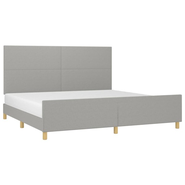 Estructura de cama con cabecero de tela gris claro 200x200 cm