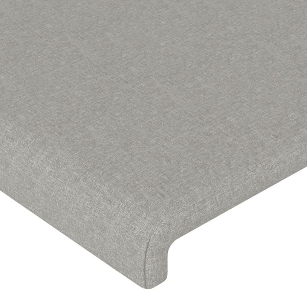 Estructura de cama con cabecero de tela gris claro 200x200 cm