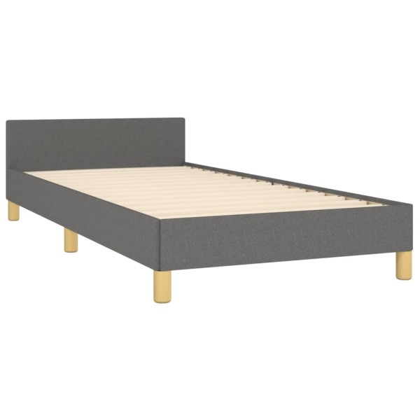 Estructura de cama con cabecero de tela gris oscuro 90x190 cm