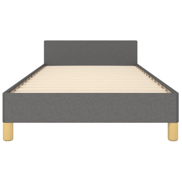 Estructura de cama con cabecero de tela gris oscuro 90x190 cm