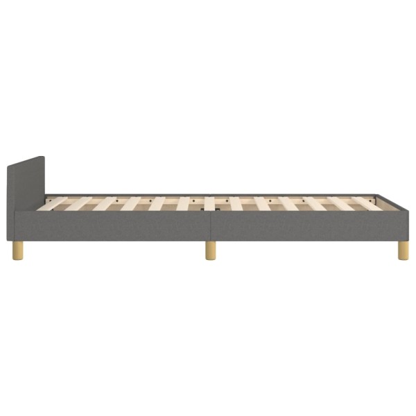 Estructura de cama con cabecero de tela gris oscuro 90x190 cm