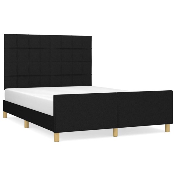 Estructura de cama con cabecero de tela negro 140x190 cm