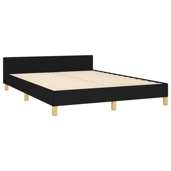 Estructura de cama con cabecero de tela negro 140x190 cm