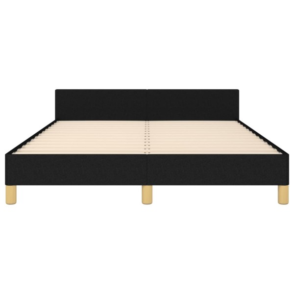 Estructura de cama con cabecero de tela negro 140x190 cm