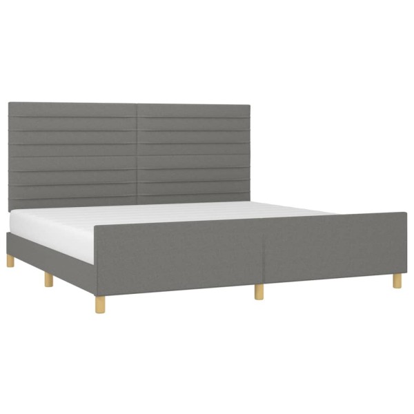 Estructura de cama con cabecero tela gris oscuro 200x200 cm