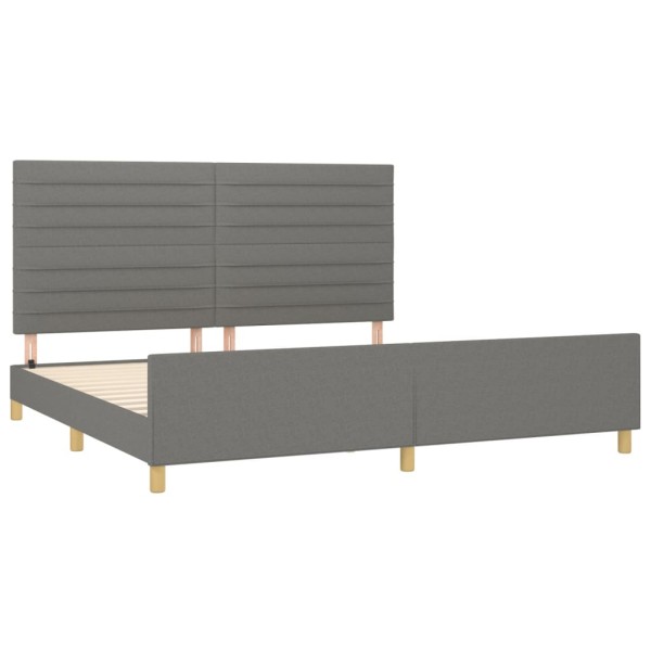 Estructura de cama con cabecero tela gris oscuro 200x200 cm