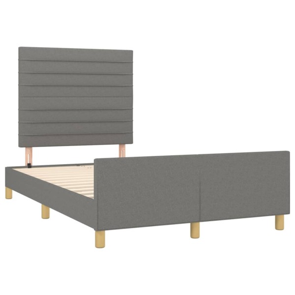 Estructura de cama con cabecero de tela gris oscuro 120x200 cm